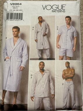 Vogue men's pajama and robe sewing pattern